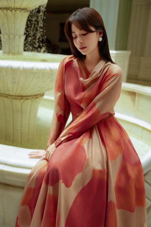 Sixdo Rosy Organza Flared Skirt